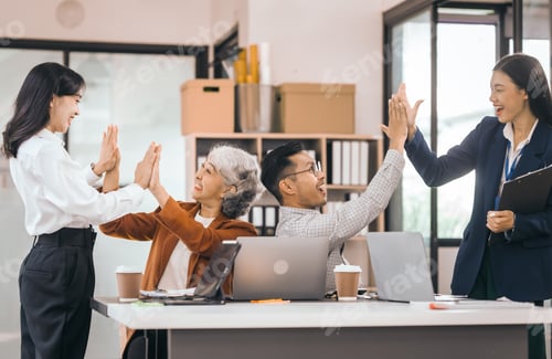 Preview: Asian people in office, group meeting in boardroom, working together, annual discuss opinions