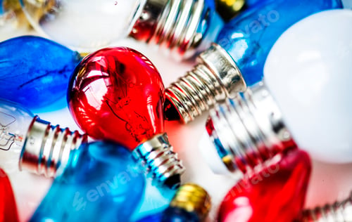 Preview: Collection of colorful light bulbs