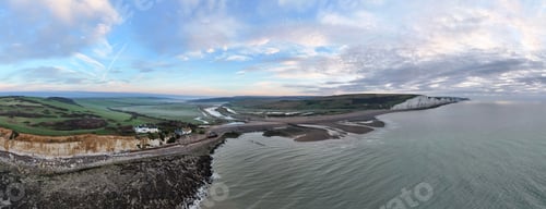 Preview: Panoramic view of Seven Sisters cliffs and coastline.