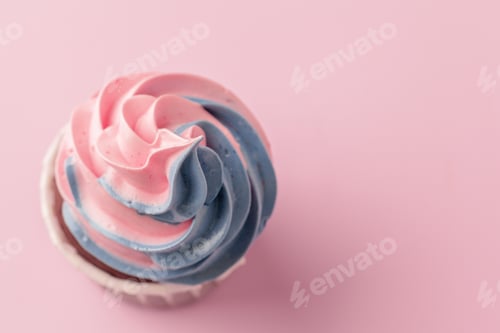 Preview: Yummy sweet cupcakes on light pink background
