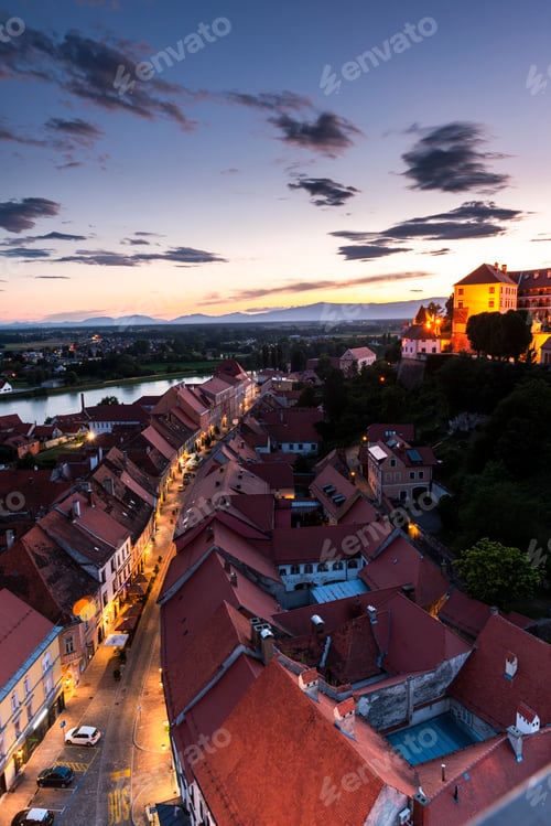Preview: Streets of Ptuj and Ptuj Castle in Slovenia at Sunset