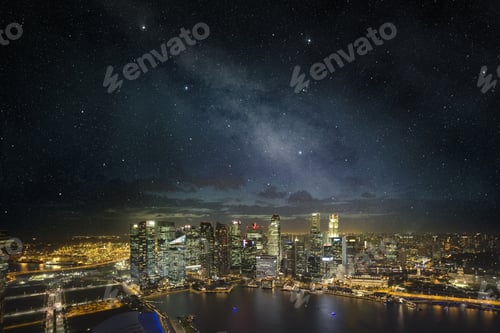 Preview: singapore skyline under a starry night sky