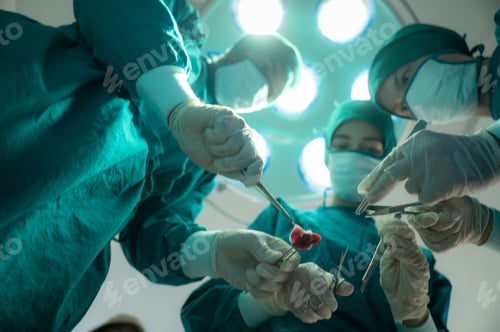 Preview: professional surgeon doctor team working in hospital operation room with surgery medical equipment