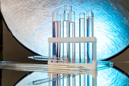 Preview: Set of lab test tubes filled with transparent liquid.