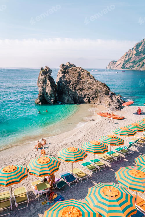 Preview: pebble beach Monterosso on vacation Cinque terre Monterosso al Mare pebble beach Cinque Terre, Italy