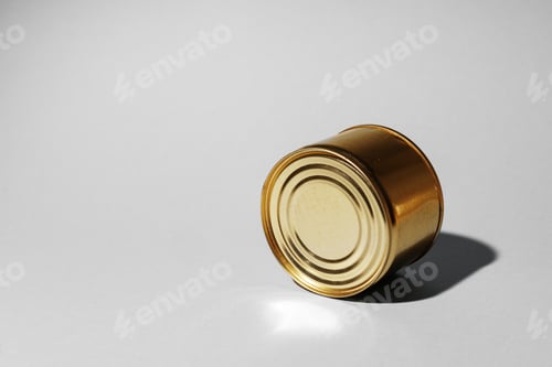 Preview: Tin can for food on gray background