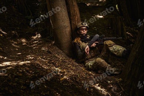 Preview: Female person having rest after hard work