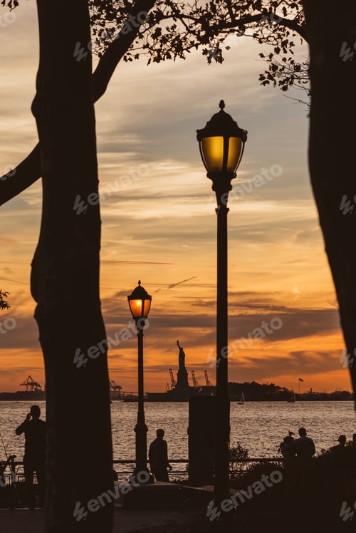 Preview: Sunset view of Statue of Liberty at Battery Park yesterday evening.