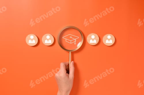 Preview: education icon and graduate cap concept. person graduation icon. High quality photo