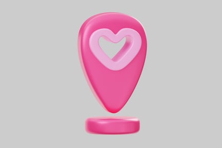 Preview: Pink heart location pin decoration