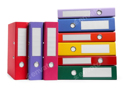 Preview: Many bright office folders isolated on white