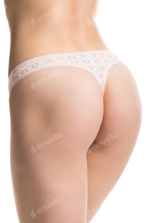Preview: girl in panties, half-length shot on white background