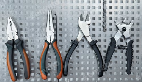Preview: Set of different tools for bicycle repairing on stand