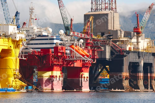 Preview: Oil and gas platform in Norway. Energy industry. Petroleum exploration