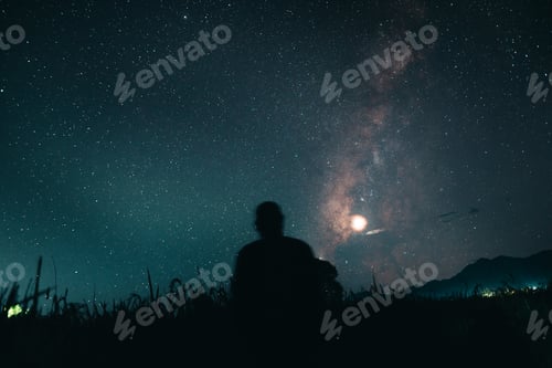 Preview: Milky way and night stars in the fields