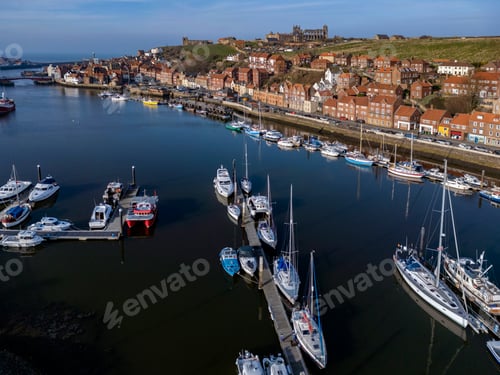 Preview: Aerial view of Whitby in North Yorkshire - United Kingdom