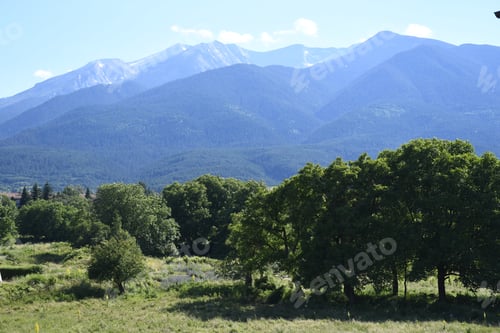 Preview: Green mountains scenery and the landscape of Bansko town in summer, Pirin Mountains, Bulgaria