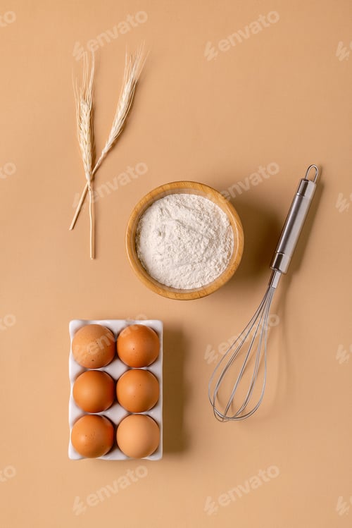 Preview: Cooking / baking ingredients, food / cooking background concept.