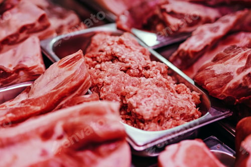 Preview: Sale of many types of cool meat in the store