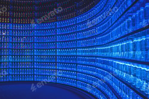 Preview: Water bottle light installation at a science museum