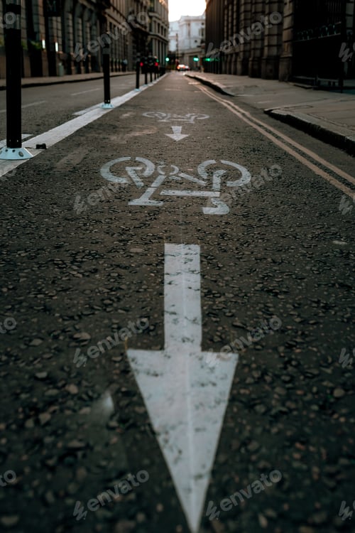 Preview: Bicycle sign on asphalt in street
