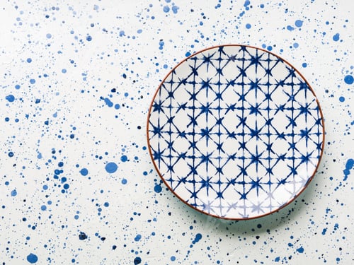 Preview: Empty porcelain china dish on white background