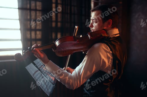 Preview: Male fiddler playing classical music on violin