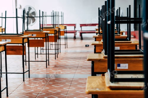 Preview: Desk and chairs in classroom at school