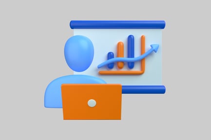 Preview: Business presentation character with laptop