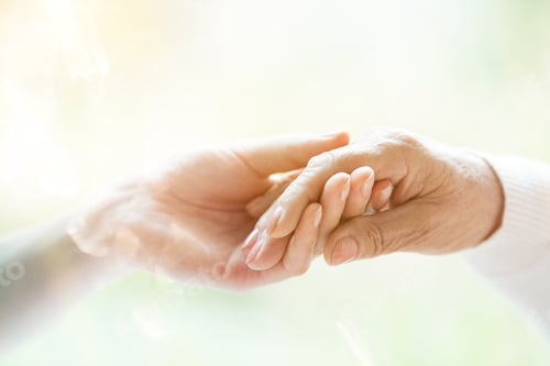 Preview: Young hand holding elderly hand