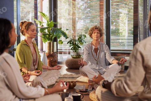 Preview: Wellness meditation in group at gym