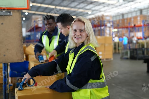 Preview: warehouse worker in the modern distribution warehouse.