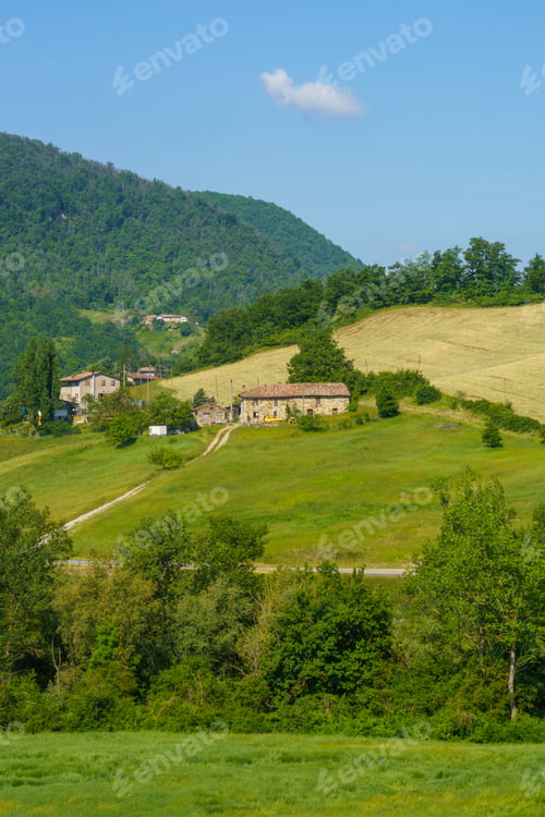 Preview: Rural landscape along the road from Pavullo nel Frignano to Polinago, Emilia-Romagna.