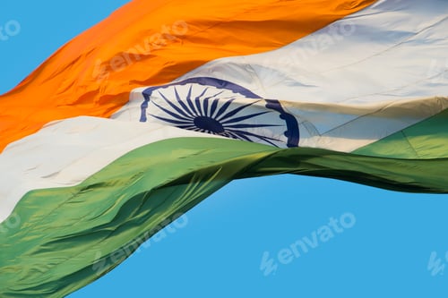 Preview: Close-up shot of wavy Indian flag