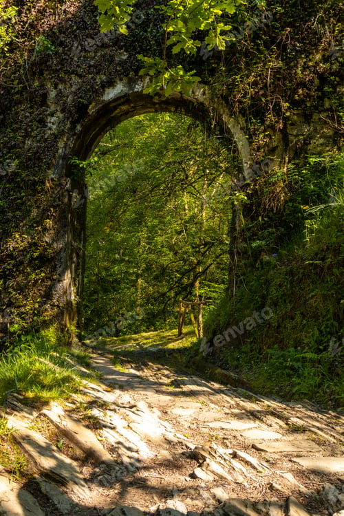Preview: Tunnel in the aqueduct of the Agorregi mill in the Pagoeta park in Aia, Gipuzkoa. Basque Country