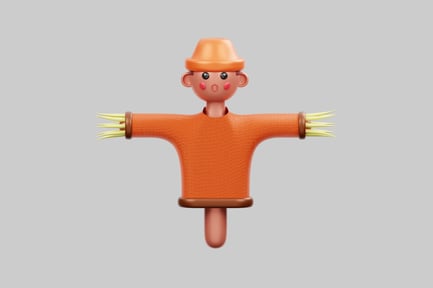 Preview: Cartoonish scarecrow with hat