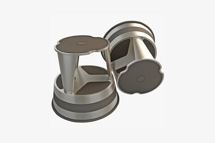 Preview: Two-stepped metal stool with circular treads and footrests