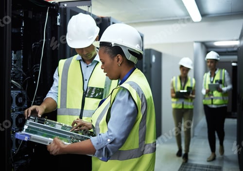 Preview: Technology doctors. Cropped shot of a group of computer programmers working in a server room.