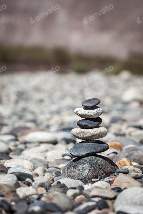 Preview: Zen balanced stones stack balance peace silence concept