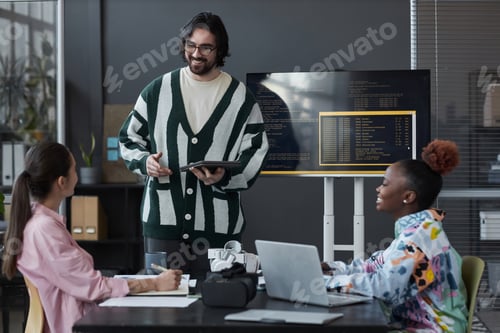 Preview: Developer presenting his report to colleagues