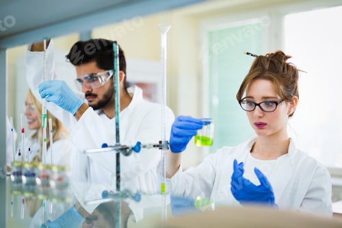Scientists Working in a Modern Laboratory Setting
