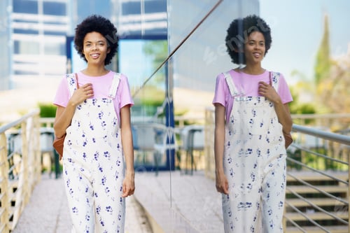 Preview: Joyful black woman on street