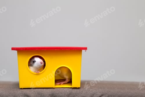 Preview: Charming Pet Rat Peeking from Toy House