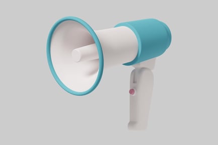 Preview: White and blue megaphone.