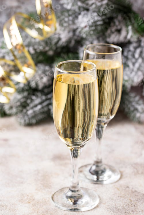 Preview: Glasses of champagne, traditional New year drink