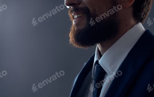 Preview: bearded man with glasses success Job isolated background