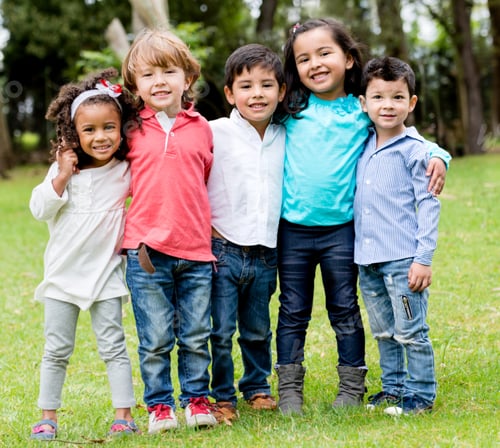 Preview: Happy Group Of Children Together At The Park