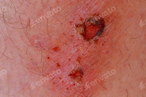 Preview: Man with a wound on his knee wound on his leg
