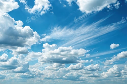 Preview: Beautiful blue sky filled with fluffy clouds during the day