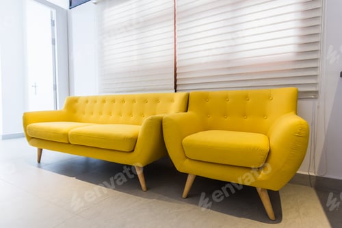 Preview: old sofa vintage yellow at home or hotel interior